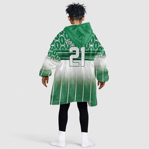 World Football Morocco Custom Kid Wearable Blanket Hoodie 1994 Away Retro Green Jersey - African Pride