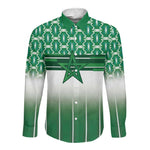 World Football Morocco Custom Long Sleeve Button Shirt 1994 Away Retro Green Jersey - African Pride
