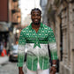 World Football Morocco Custom Long Sleeve Button Shirt 1994 Away Retro Green Jersey - African Pride