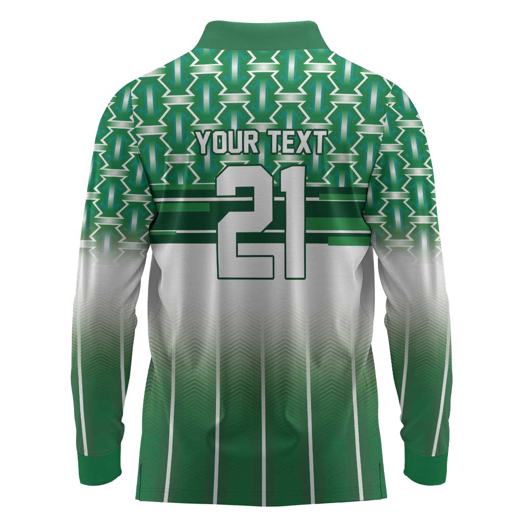 World Football Morocco Custom Long Sleeve Polo Shirt 1994 Away Retro Green Jersey - African Pride