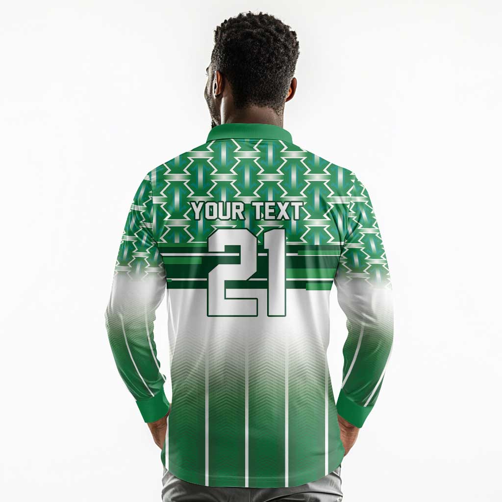 World Football Morocco Custom Long Sleeve Polo Shirt 1994 Away Retro Green Jersey - African Pride