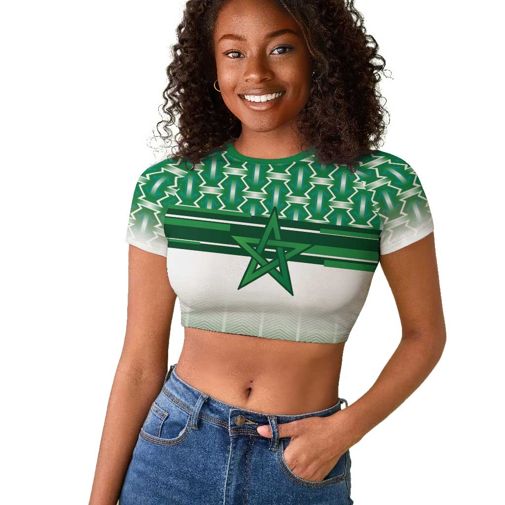 World Football Morocco Custom Raglan Cropped T shirt 1994 Away Retro Green Jersey - African Pride