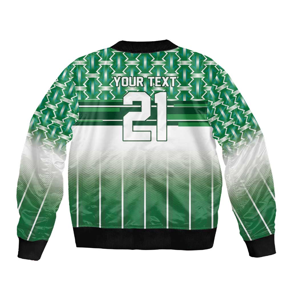 World Football Morocco Custom Sleeve Zip Bomber Jacket 1994 Away Retro Green Jersey - African Pride