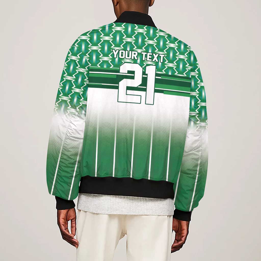 World Football Morocco Custom Sleeve Zip Bomber Jacket 1994 Away Retro Green Jersey - African Pride