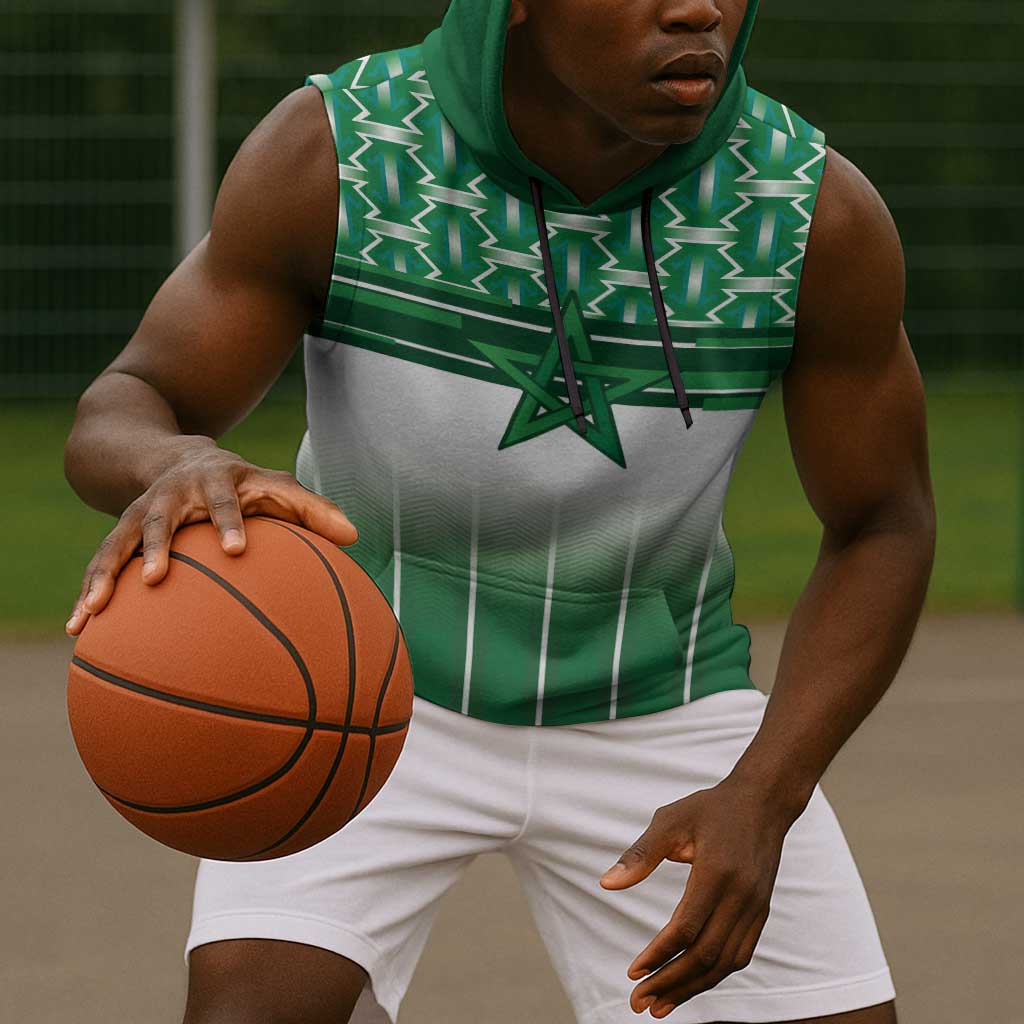 World Football Morocco Custom Sleeveless Hoodie 1994 Away Retro Green Jersey - African Pride