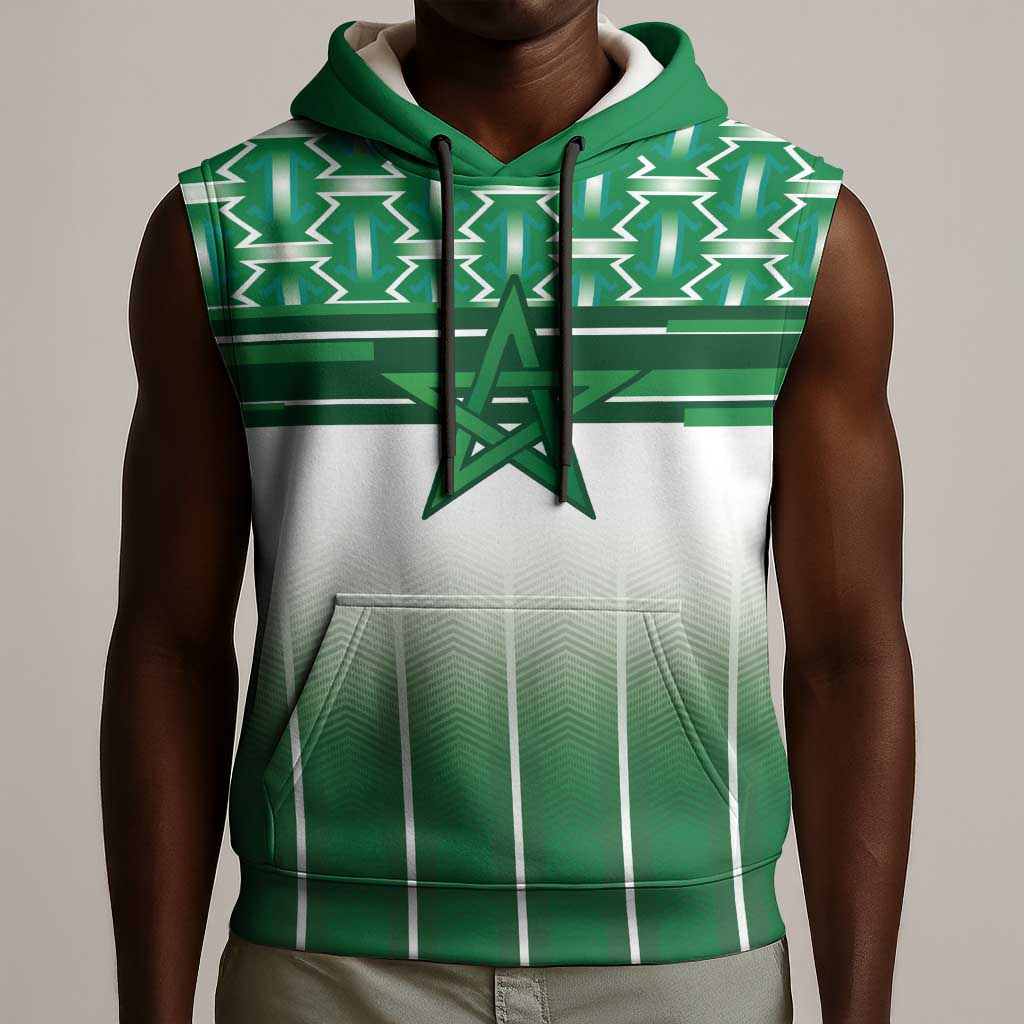 World Football Morocco Custom Sleeveless Hoodie 1994 Away Retro Green Jersey - African Pride