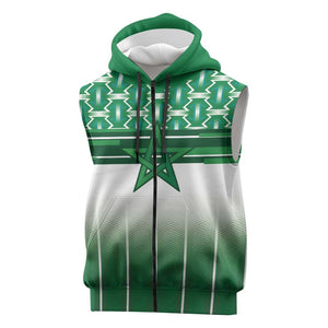 World Football Morocco Custom Sleeveless Zip Hoodie 1994 Away Retro Green Jersey - African Pride