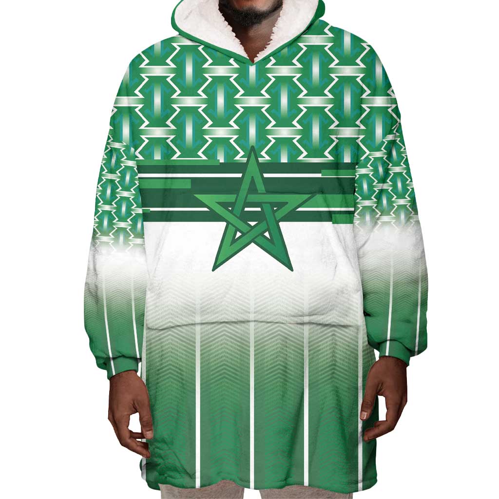 World Football Morocco Custom Wearable Blanket Hoodie 1994 Away Retro Green Jersey - African Pride