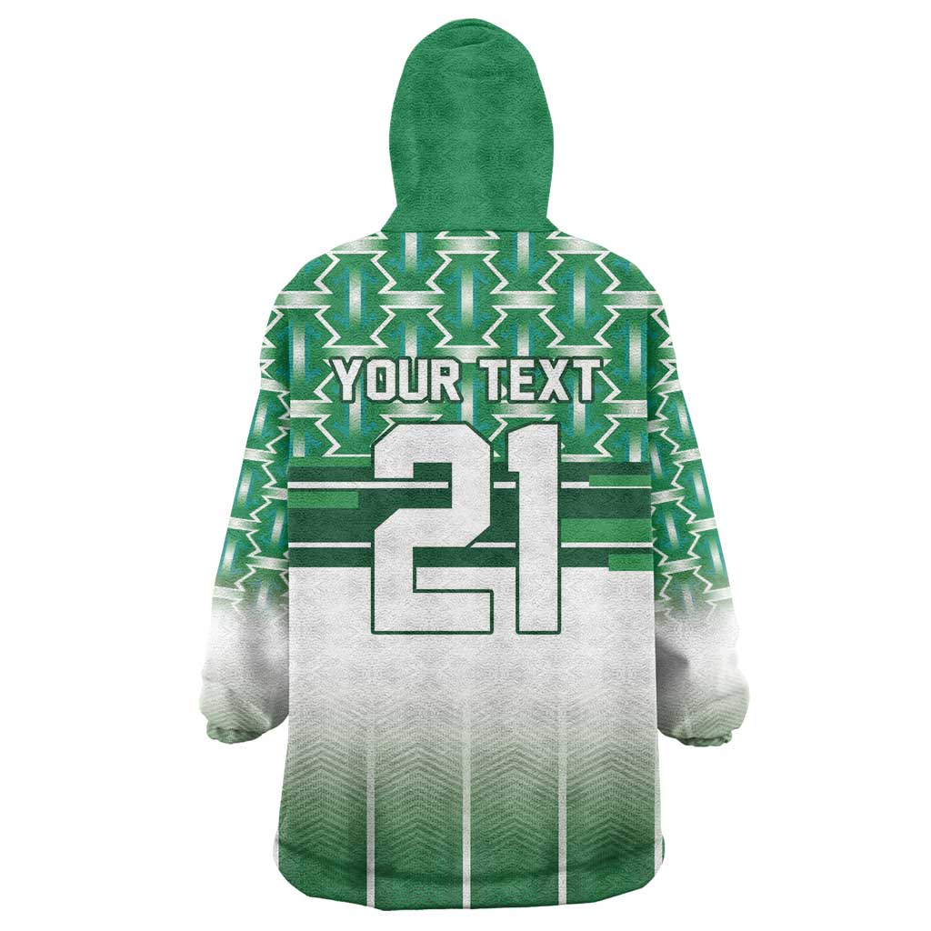 World Football Morocco Custom Wearable Blanket Hoodie 1994 Away Retro Green Jersey - African Pride