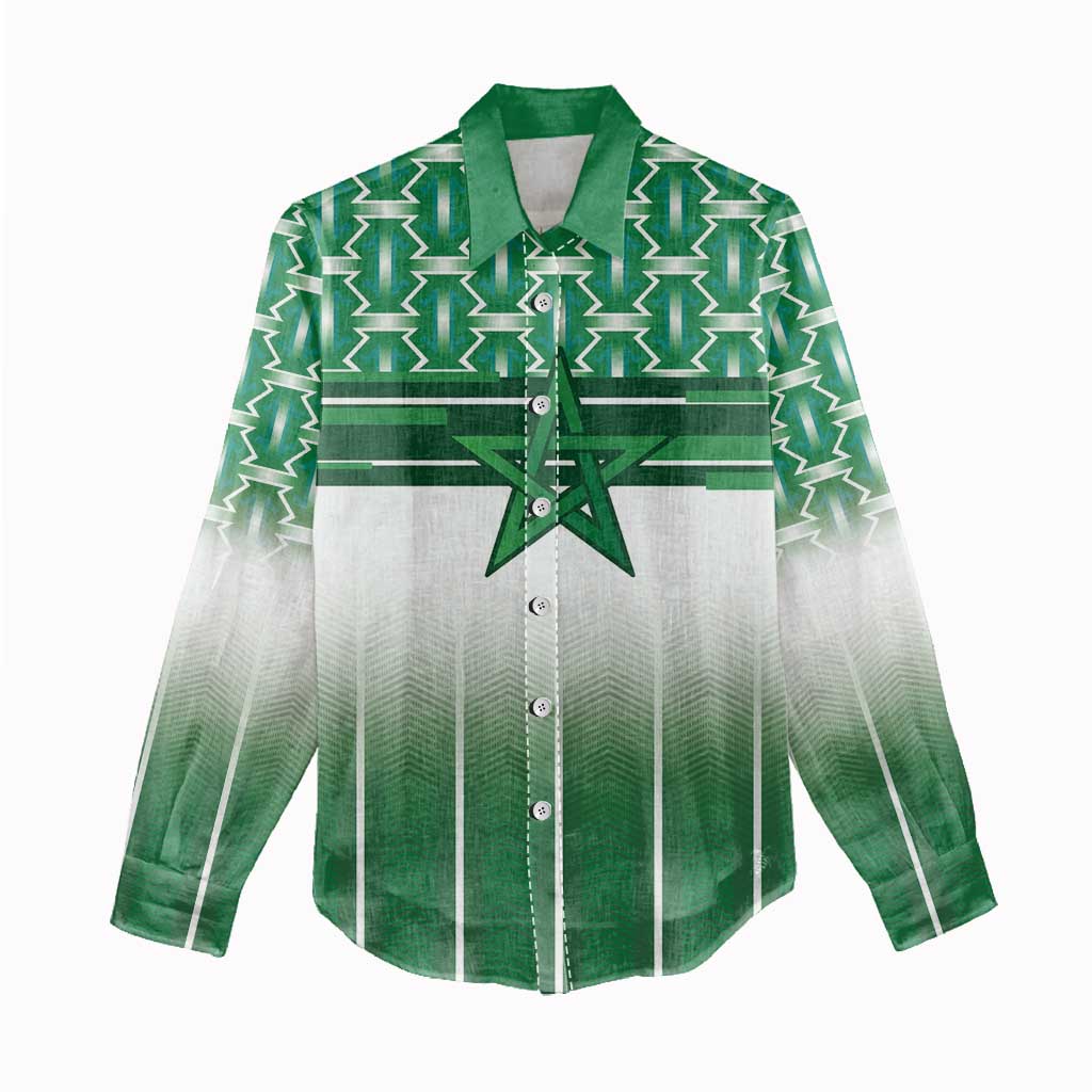 World Football Morocco Custom Women Casual Shirt 1994 Away Retro Green Jersey - African Pride