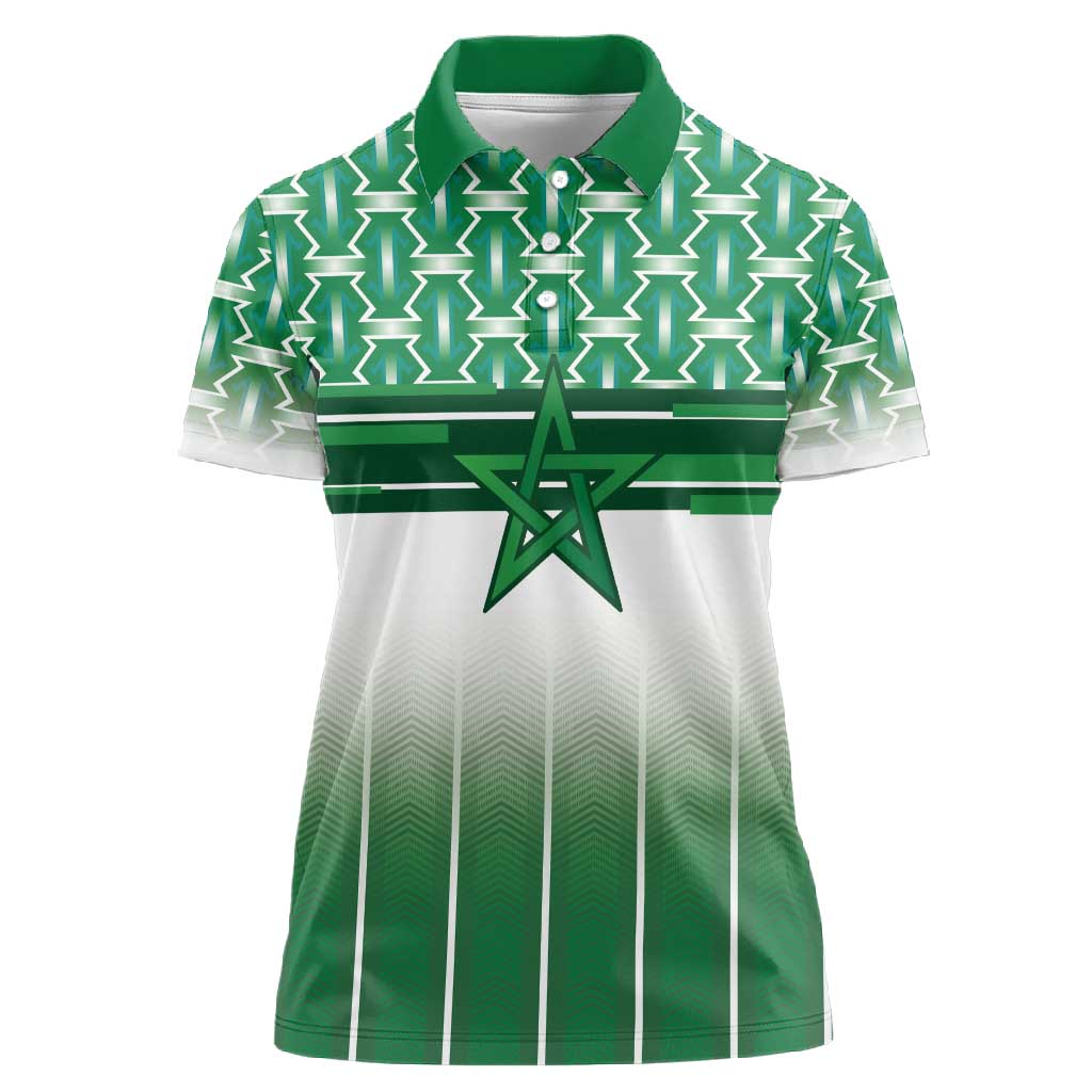 World Football Morocco Custom Women Polo Shirt 1994 Away Retro Green Jersey - African Pride
