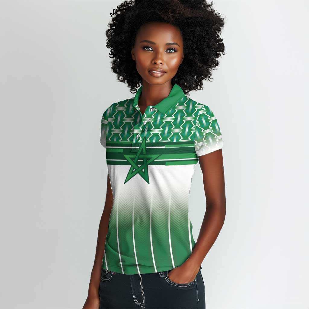 World Football Morocco Custom Women Polo Shirt 1994 Away Retro Green Jersey - African Pride