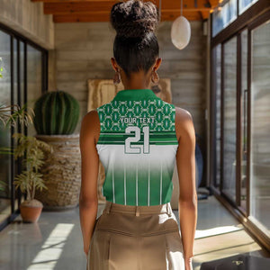 World Football Morocco Custom Women Sleeveless Polo Shirt 1994 Away Retro Green Jersey - African Pride