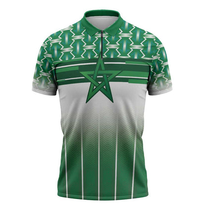 World Football Morocco Custom Zipper Polo Shirt 1994 Away Retro Green Jersey - African Pride