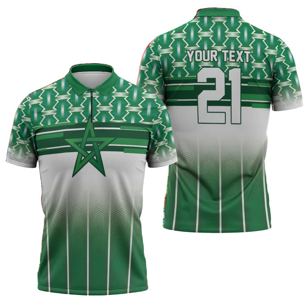 World Football Morocco Custom Zipper Polo Shirt 1994 Away Retro Green Jersey - African Pride