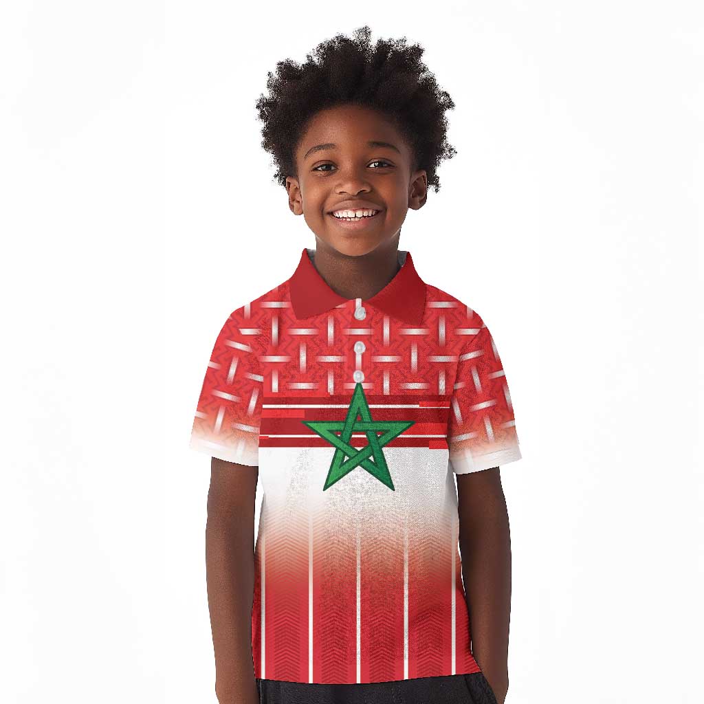 World Football Morocco Custom Kid Polo Shirt 1994 Away Retro Red Jersey - African Pride