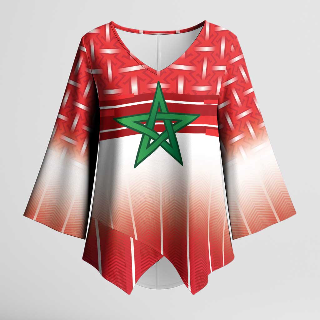 World Football Morocco Custom Kimono Sleeve Blouse 1994 Away Retro Red Jersey - African Pride