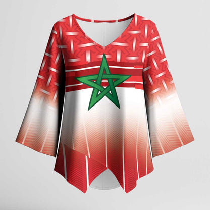 World Football Morocco Custom Kimono Sleeve Blouse 1994 Away Retro Red Jersey - African Pride