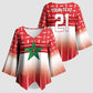 World Football Morocco Custom Kimono Sleeve Blouse 1994 Away Retro Red Jersey - African Pride