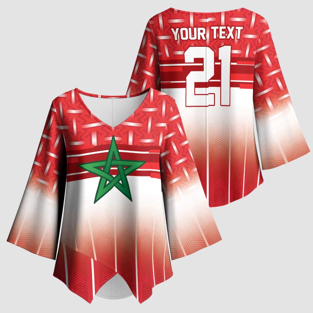 World Football Morocco Custom Kimono Sleeve Blouse 1994 Away Retro Red Jersey - African Pride