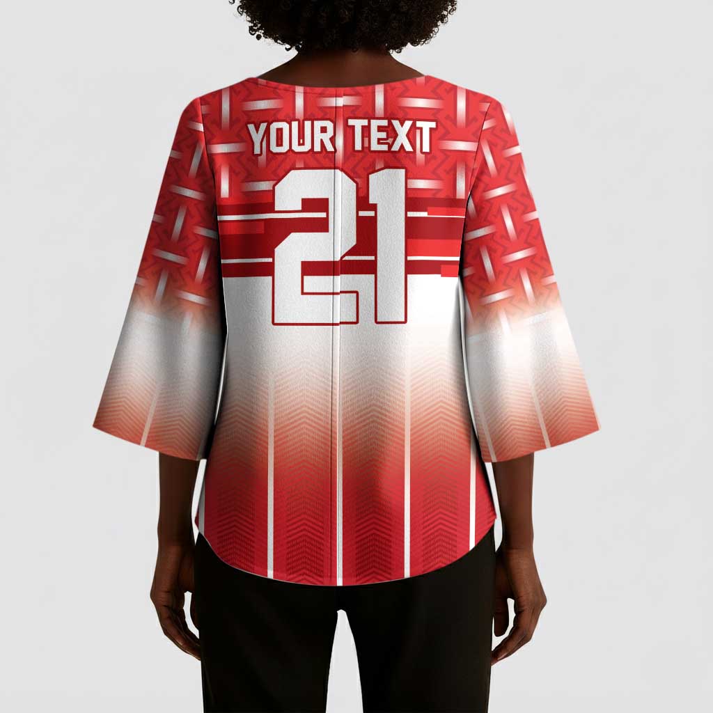 World Football Morocco Custom Kimono Sleeve Blouse 1994 Away Retro Red Jersey - African Pride