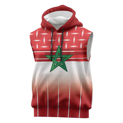 World Football Morocco Custom Sleeveless Hoodie 1994 Away Retro Red Jersey - African Pride