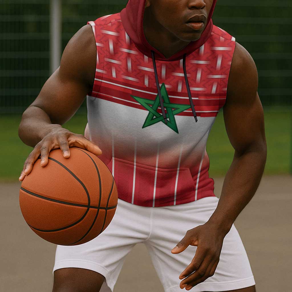 World Football Morocco Custom Sleeveless Hoodie 1994 Away Retro Red Jersey - African Pride