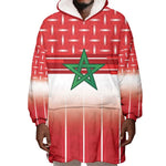 World Football Morocco Custom Wearable Blanket Hoodie 1994 Away Retro Red Jersey - African Pride