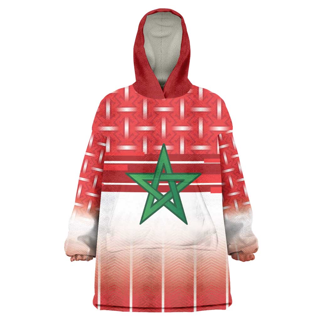 World Football Morocco Custom Wearable Blanket Hoodie 1994 Away Retro Red Jersey - African Pride