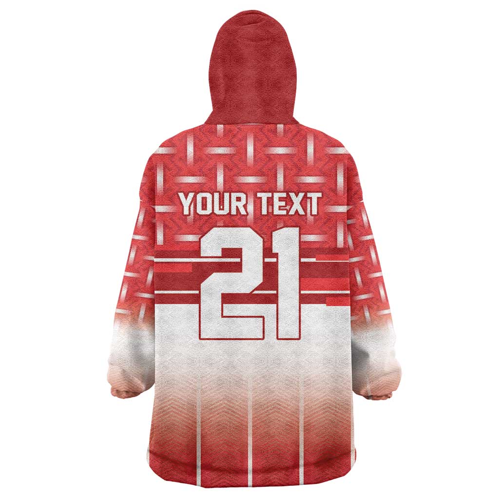World Football Morocco Custom Wearable Blanket Hoodie 1994 Away Retro Red Jersey - African Pride