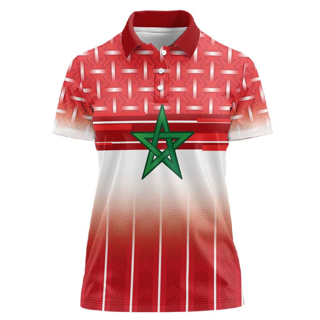 World Football Morocco Custom Women Polo Shirt 1994 Away Retro Red Jersey - African Pride