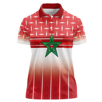 World Football Morocco Custom Women Polo Shirt 1994 Away Retro Red Jersey - African Pride