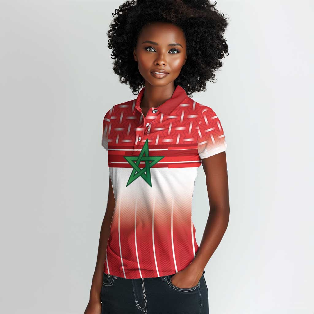 World Football Morocco Custom Women Polo Shirt 1994 Away Retro Red Jersey - African Pride