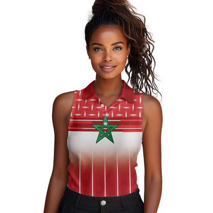 World Football Morocco Custom Women Sleeveless Polo Shirt 1994 Away Retro Red Jersey - African Pride