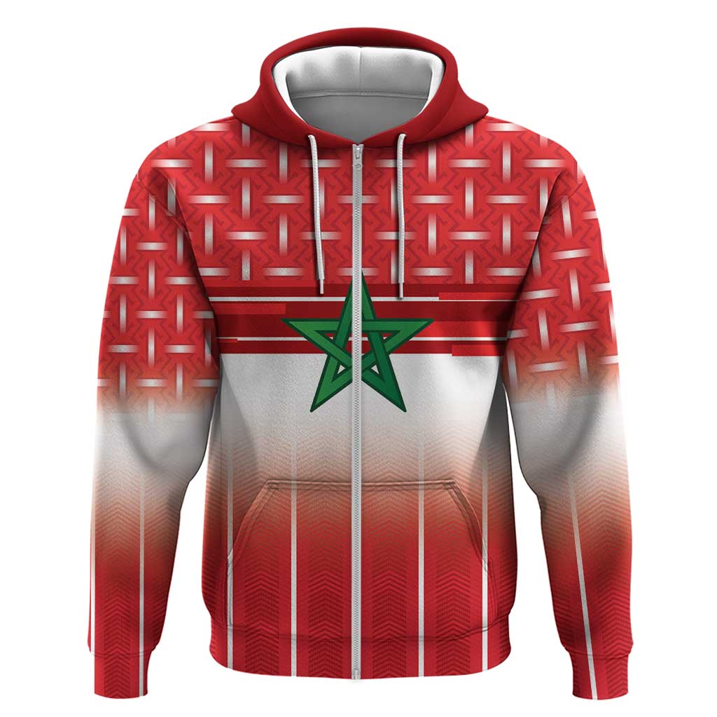 World Football Morocco Custom Zip Hoodie 1994 Away Retro Red Jersey - African Pride
