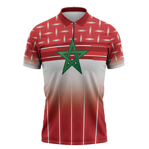 World Football Morocco Custom Zipper Polo Shirt 1994 Away Retro Red Jersey - African Pride