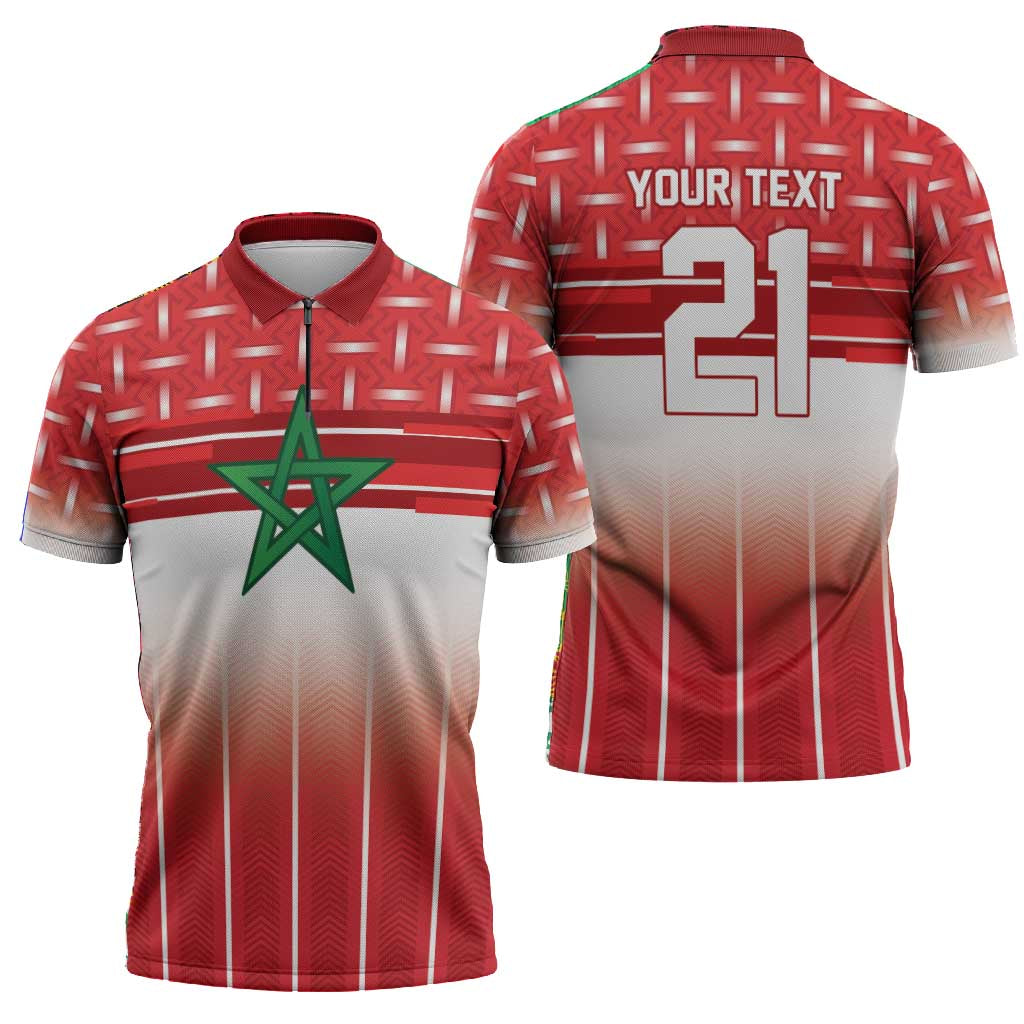 World Football Morocco Custom Zipper Polo Shirt 1994 Away Retro Red Jersey - African Pride