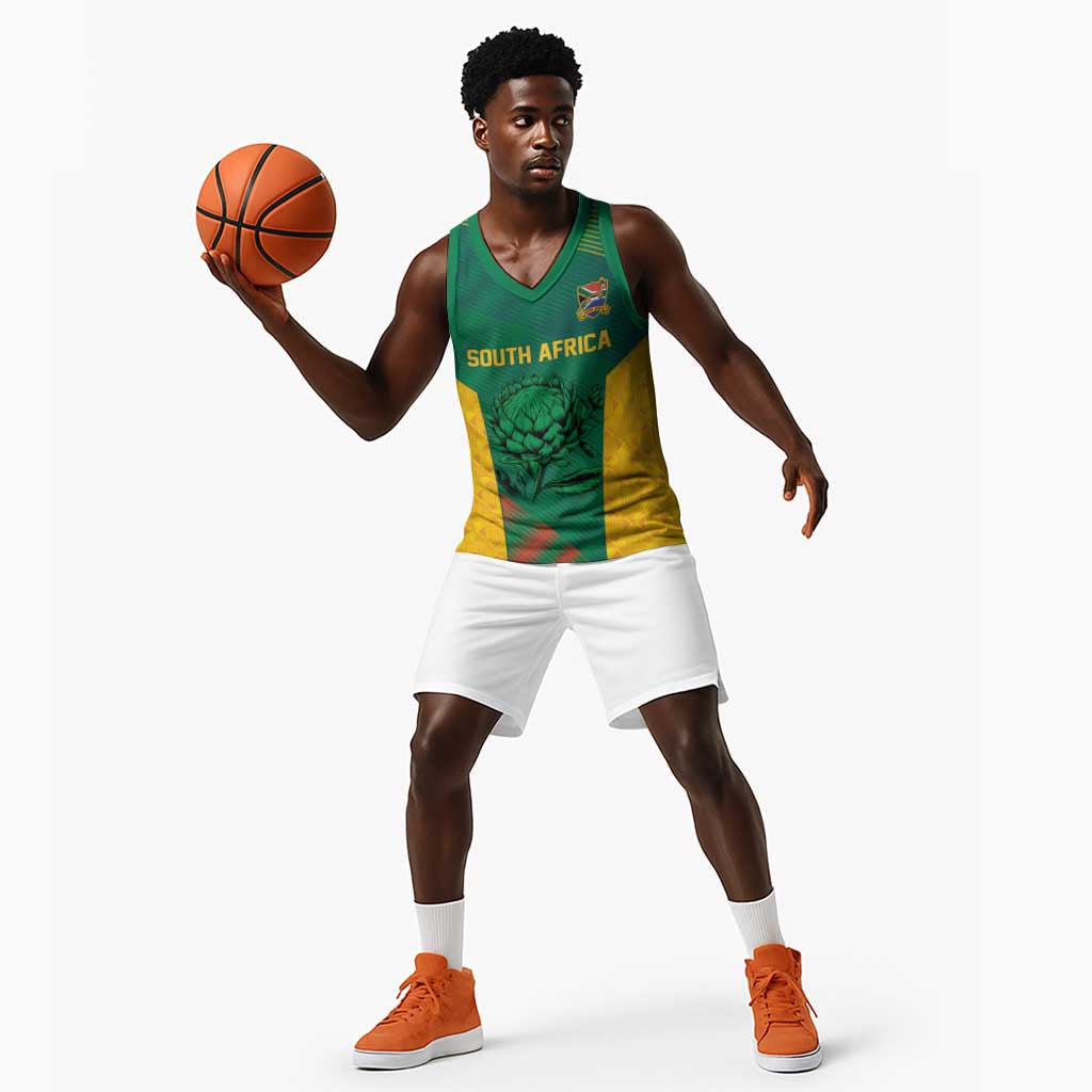 World Football 2026 South Africa Custom Basketball Jersey Tradional Protea Kente Pattern - African Pride