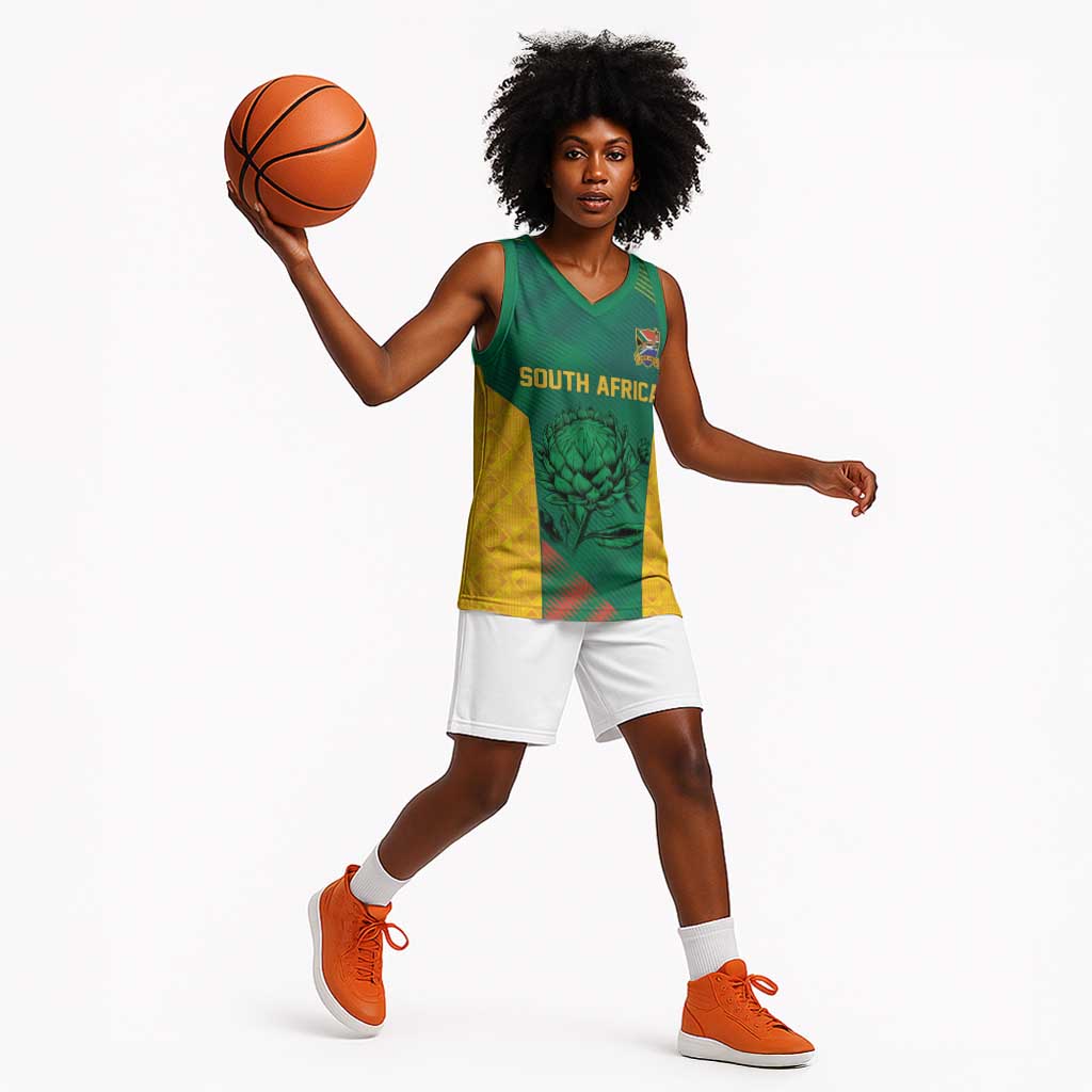 World Football 2026 South Africa Custom Basketball Jersey Tradional Protea Kente Pattern - African Pride