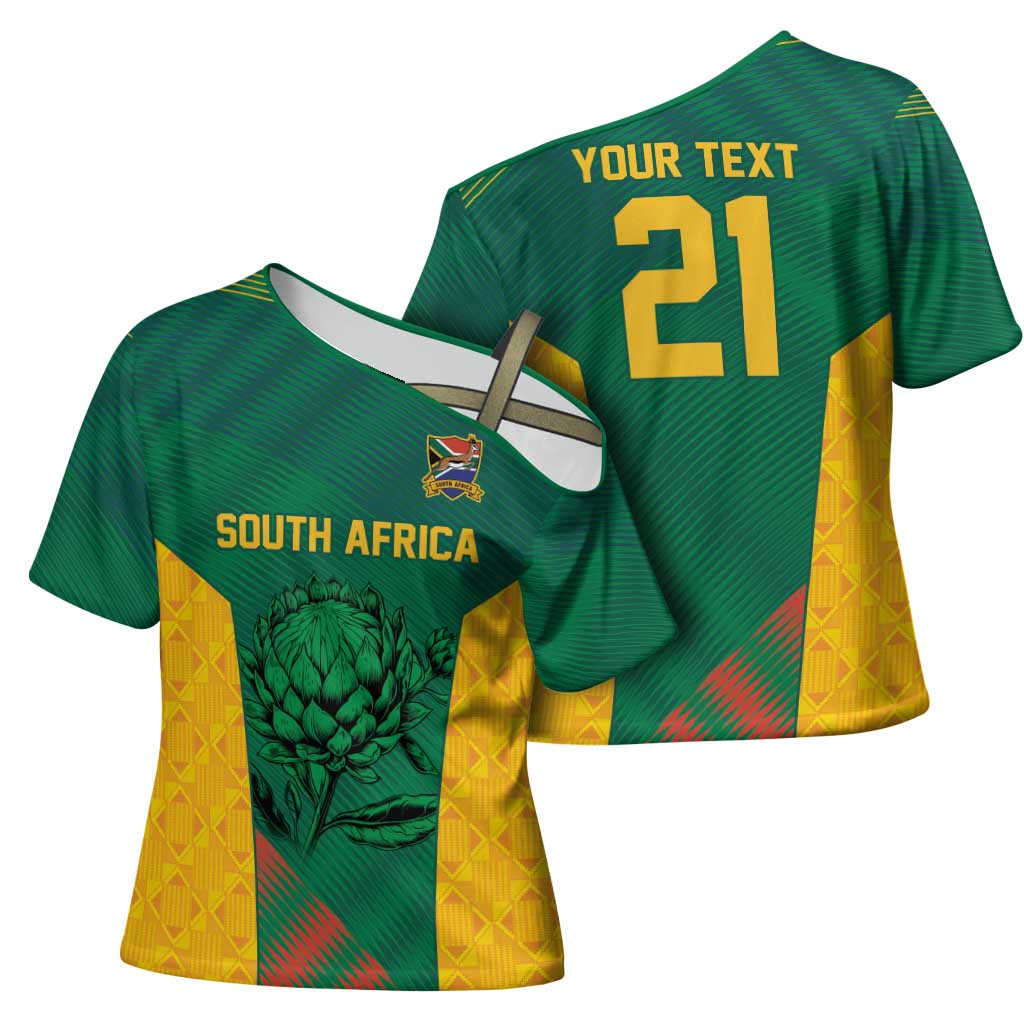 World Football 2026 South Africa Custom Cross Shoulder Shirt Tradional Protea Kente Pattern - African Pride