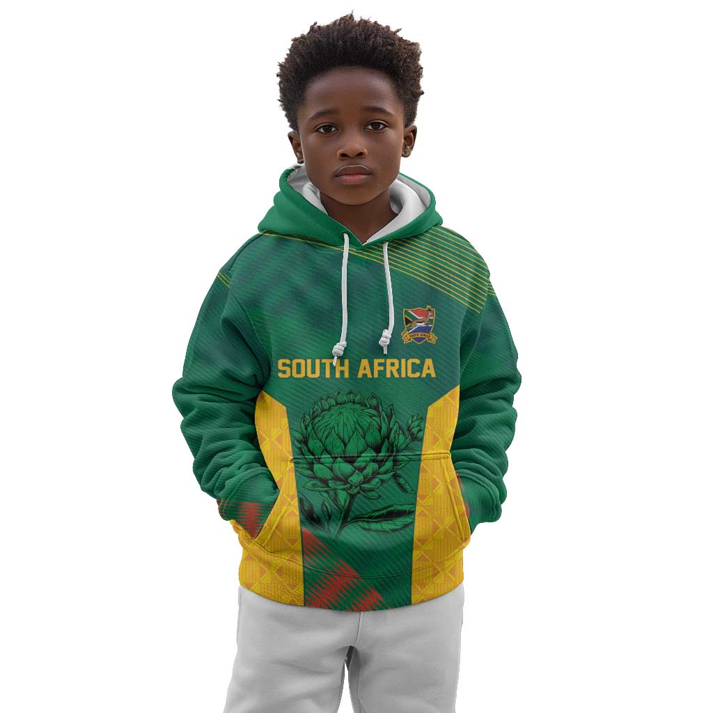 World Football 2026 South Africa Custom Kid Hoodie Tradional Protea Kente Pattern - African Pride