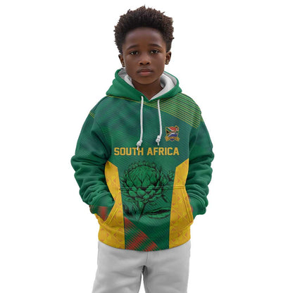World Football 2026 South Africa Custom Kid Hoodie Tradional Protea Kente Pattern - African Pride