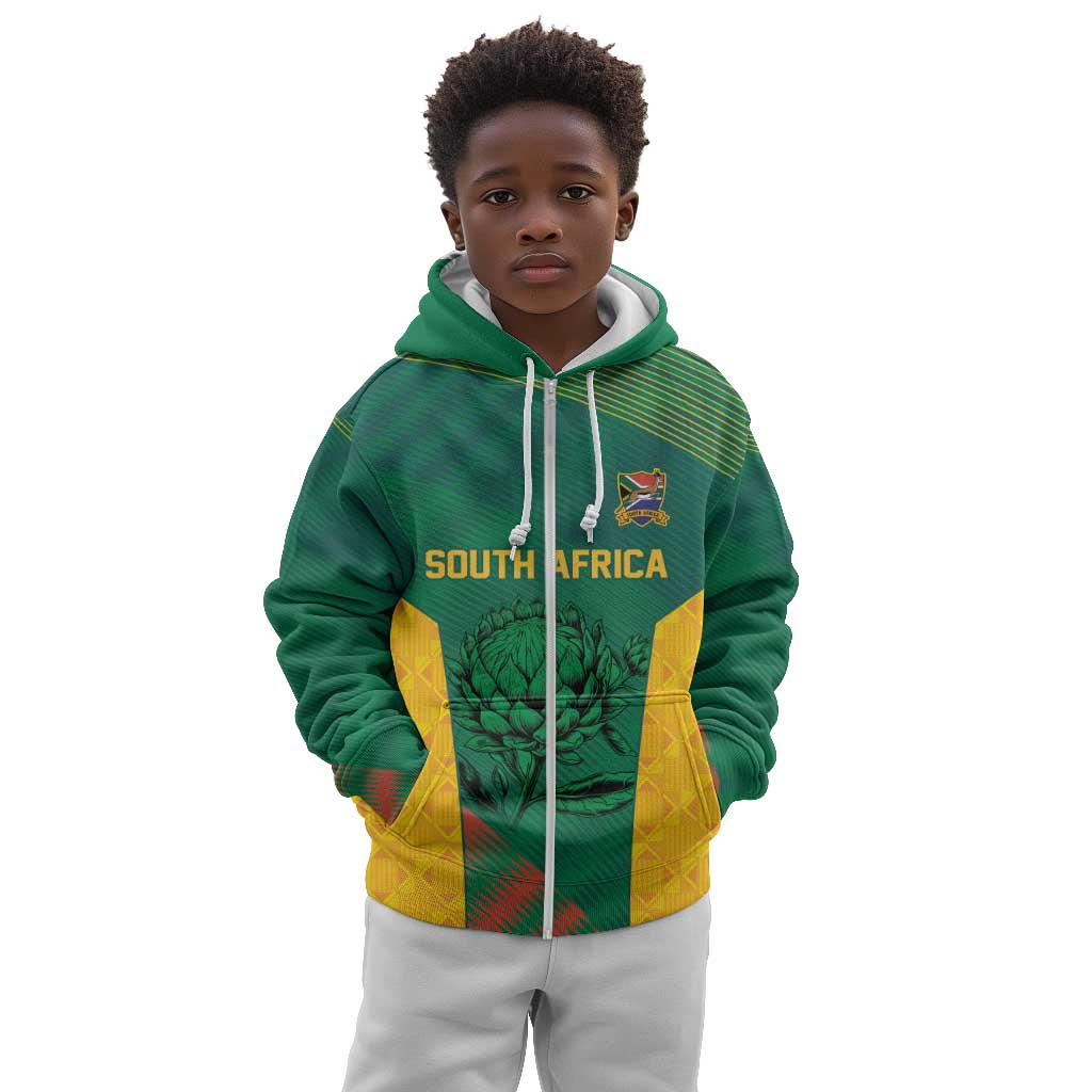 World Football 2026 South Africa Custom Kid Hoodie Tradional Protea Kente Pattern - African Pride