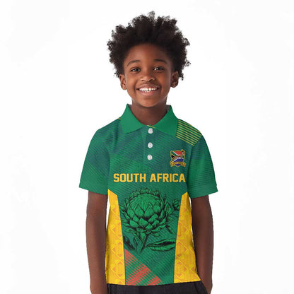 World Football 2026 South Africa Custom Kid Polo Shirt Tradional Protea Kente Pattern - African Pride