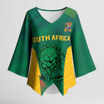 World Football 2026 South Africa Custom Kimono Sleeve Blouse Tradional Protea Kente Pattern - African Pride