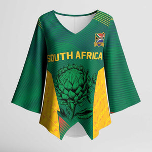 World Football 2026 South Africa Custom Kimono Sleeve Blouse Tradional Protea Kente Pattern - African Pride