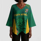 World Football 2026 South Africa Custom Kimono Sleeve Blouse Tradional Protea Kente Pattern - African Pride