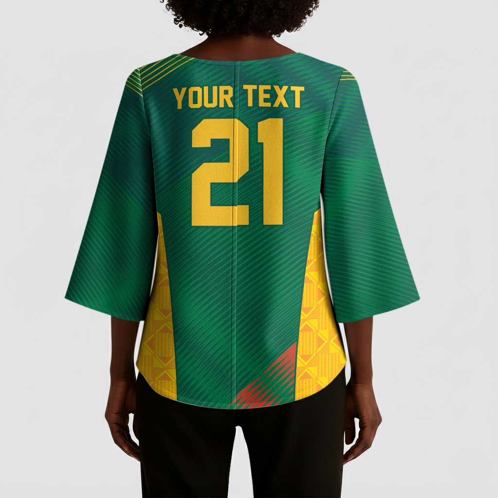 World Football 2026 South Africa Custom Kimono Sleeve Blouse Tradional Protea Kente Pattern - African Pride