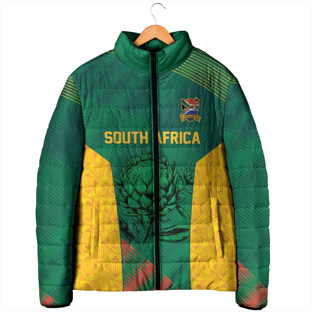 World Football 2026 South Africa Custom Padded Jacket Tradional Protea Kente Pattern - African Pride