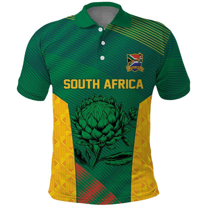 World Football 2026 South Africa Custom Polo Shirt Tradional Protea Kente Pattern - African Pride